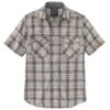 'Carhartt' Men's Rugged Flex Relaxed Fit Lightweight Snap Front Short Sleeve Plaid - Steel