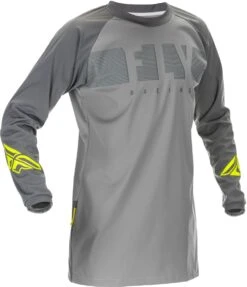 'Fly Racing' Men's Windproof Jersey - Grey / Hi-Vis Yellow