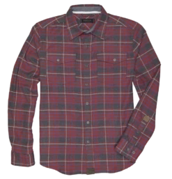 'Dakota Grizzly' Men's Riley Snap Front Flannel - Crimson