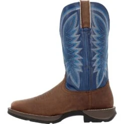 'Durango' Men's 12" Rebel Western Square Toe - Saddle Brown / Denim Blue -Outdoor Shoes Store DDB0429 instep profile 1024x1024@2x