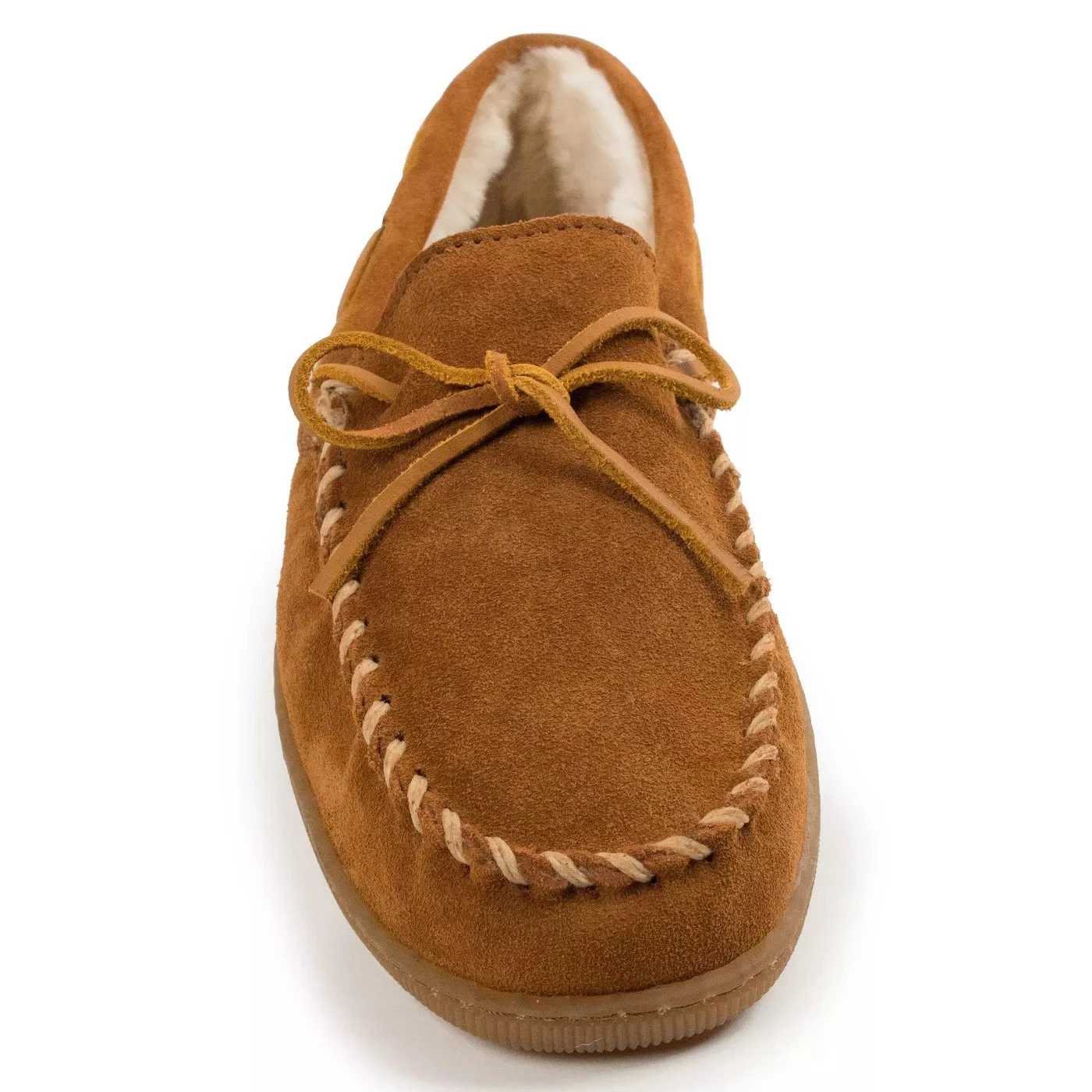 'Minnetonka' Men's Pile Lined Hardsole Moc Slipper - Tan (Wide) 2 'Minnetonka' Men's Pile Lined Hardsole Moc Slipper - Tan (Wide) - Image 2