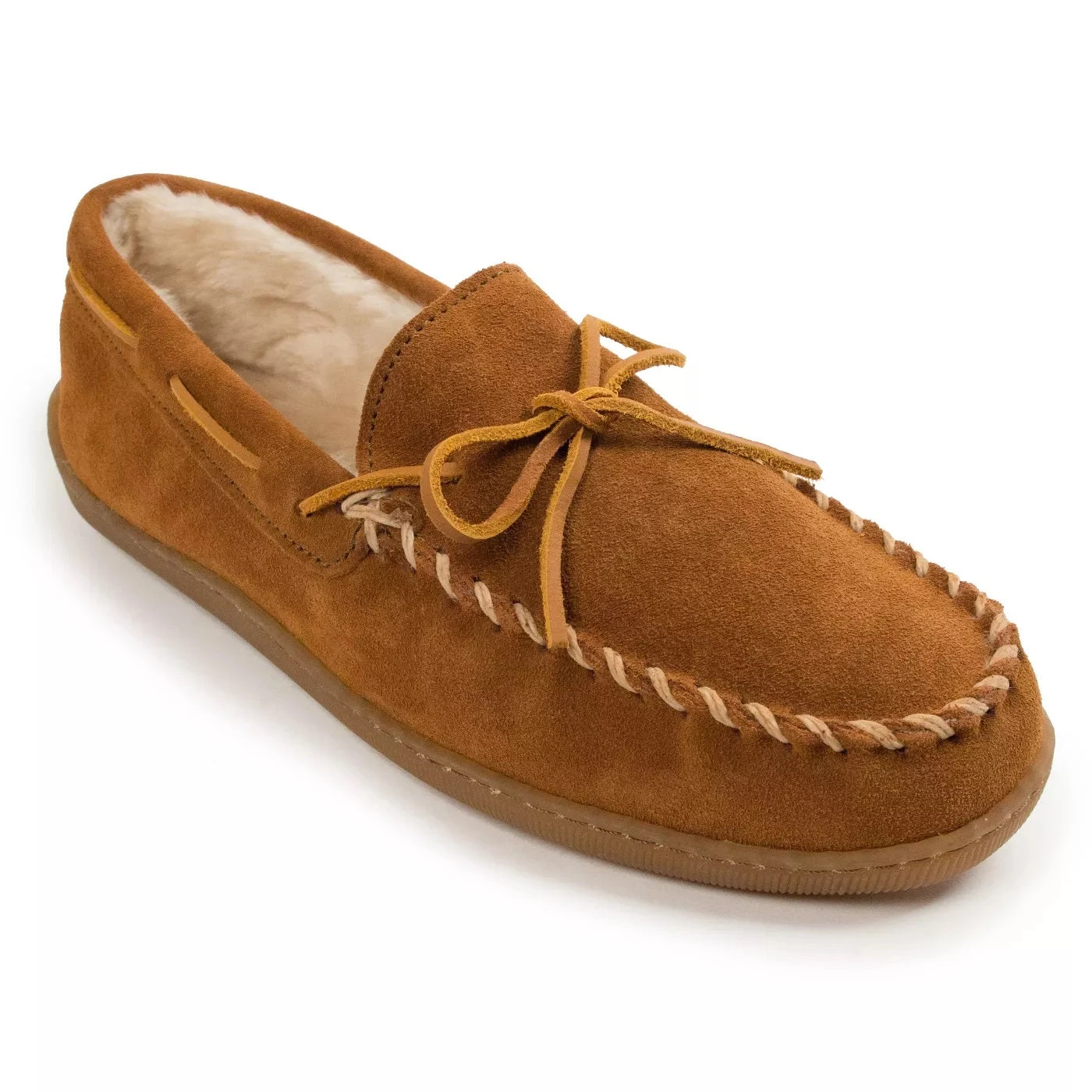 'Minnetonka' Men's Pile Lined Hardsole Moc Slipper - Tan (Wide) 1 'Minnetonka' Men's Pile Lined Hardsole Moc Slipper - Tan (Wide)