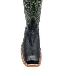 'Anderson Bean' Men's 13" HorsePower Top Hand Full Quill Ostrich - Black / Emerald Explosion -Outdoor Shoes Store HP80044 1024x1024@2x