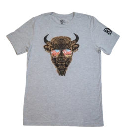 'Red Dirt Hat Company' Men's Aviator Bison Tee - Grey