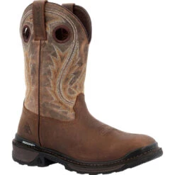 'Rocky' Men's 11" Ram's Horn EH Western Square Toe - Western Dark Brown -Outdoor Shoes Store RKW0393 1024x1024@2x